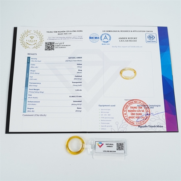 Nhẫn hổ phách vàng 15.98x5.1 (882264) +