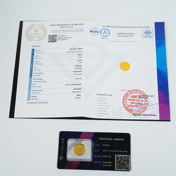 Lõi nhẫn hổ phách vàng sz13.57x5.53 (457957)+