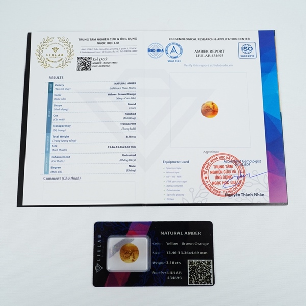 Lõi nhẫn hổ phách vàng 434693 +