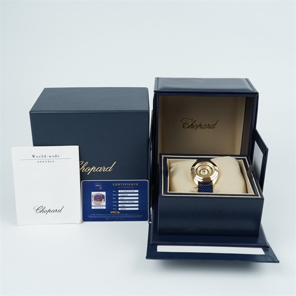 Đồng hồ Chopard mặt tròn vàng dây xanh (4173) KG+