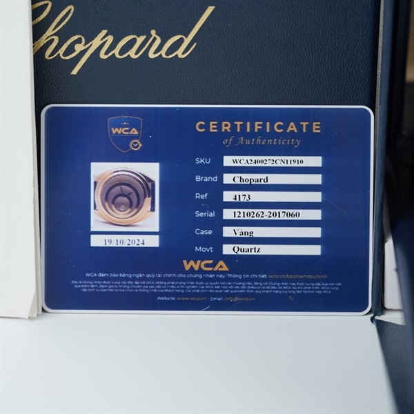 Đồng hồ Chopard mặt tròn vàng dây xanh (4173) KG+