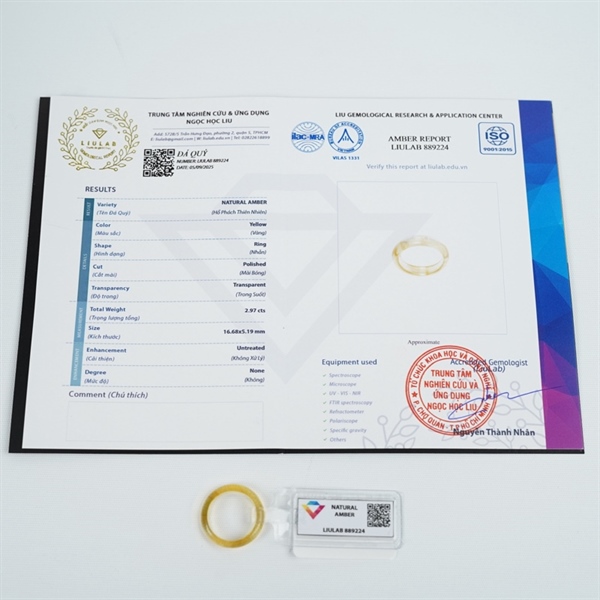 Nhẫn hổ phách vàng sz16.68x5.19 (889224) +