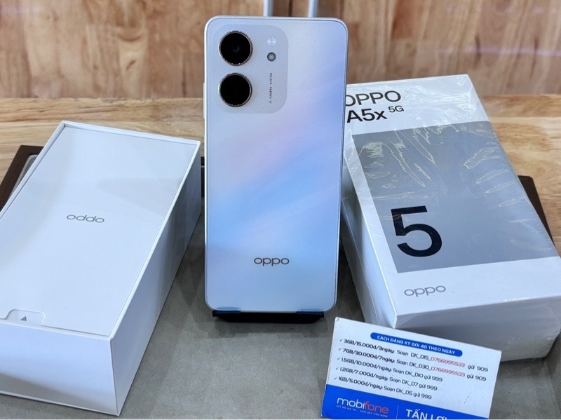 DT OPPO A5x 5G ram 6 bộ nhớ 128 màu trắng hồng