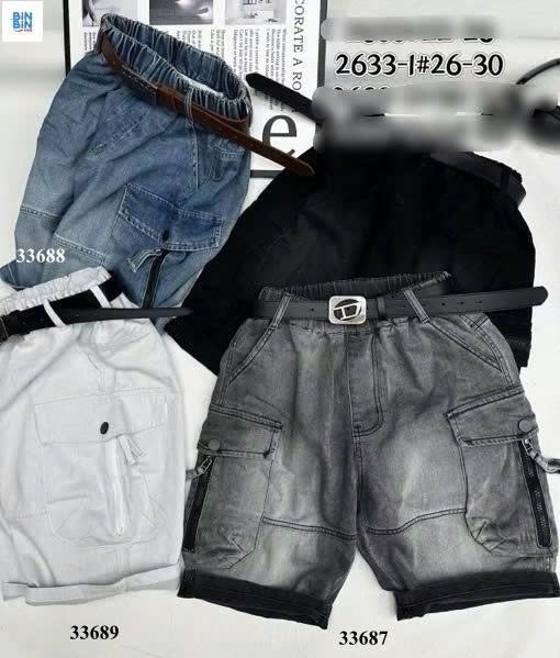 33688- Quần short jean xanh túi hộp