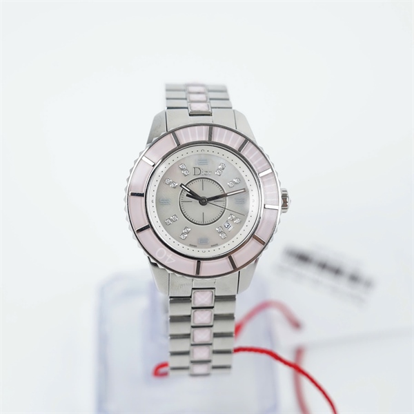 Đồng hồ Dior thép viền hồng đính kim (CD113114) sz35.7 (HN) KG+