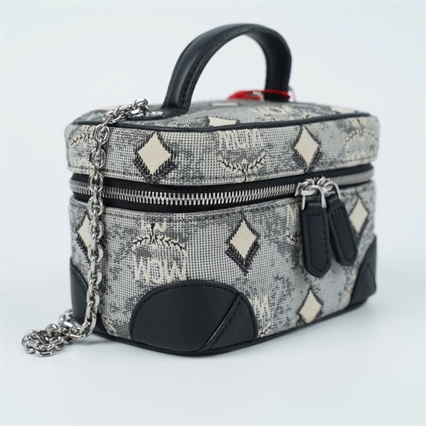 Túi MCM Vanity xám trắng sz13 (TT) KG+
