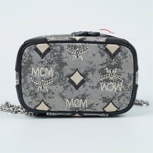 Túi MCM Vanity xám trắng sz13 (TT) KG+