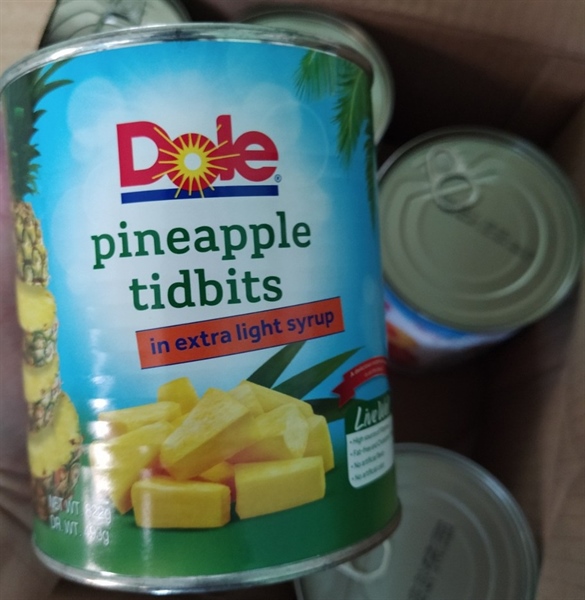 (Philippines)👉 Dứa Tươi miếng nhỏ - Pineapple Tidbits in Extra Light Syrup Dole 👉 822g