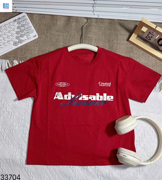 33704- Áo thun đỏ in chữ ADV