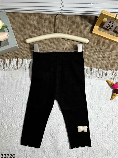 33720- Quần Legging Đính nơ ngọc 2 chấm đen