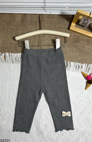 33721- Quần Legging Đính nơ ngọc 2 chấm xám