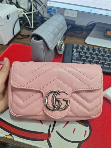 Túi GG Marmont mini hồng (476433-0416) sz16 (BQ) KG+