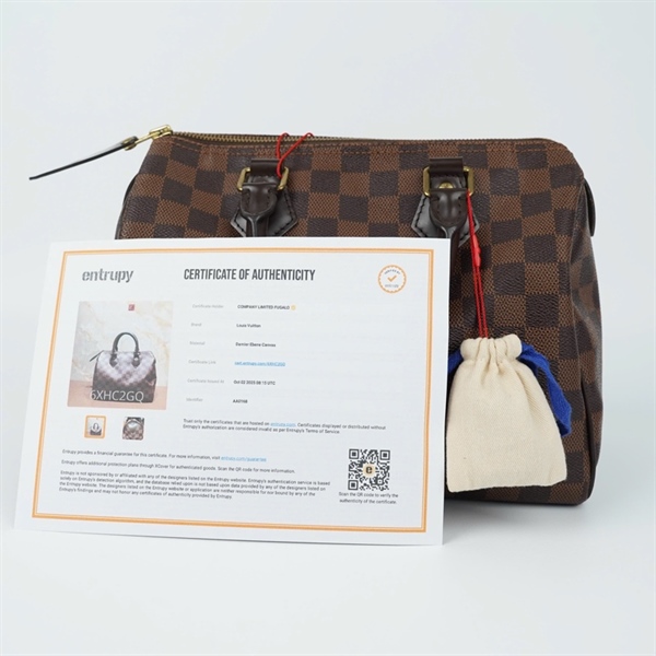 Túi LV Speedy ô vuông nâu kèm ổ+2 chìa sz25 +