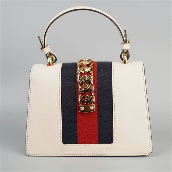 Túi GG Sylvie trắng thêu hoa 2 strap (470270-525040) sz20 KG+