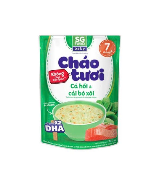 SG Food cháo tươi cá hồi cải bó xôi 240g - Fresh porridge
