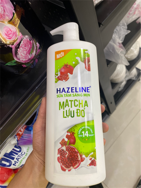 HAZELINE Sữa Tắm Sáng Mịn Matcha Lựu Đỏ 1kg/12 chai