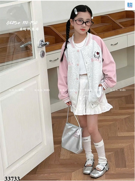 33733- Áo bomber hồng Hello Kitty