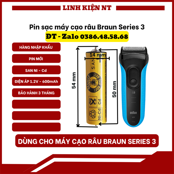 Pin Máy Cạo Râu Braun Series 3 Chính Hãng ( 2 Pin )