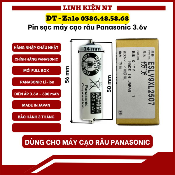Pin Máy Cạo Râu Panasonic Chính Hãng, 3,6v 680mAh