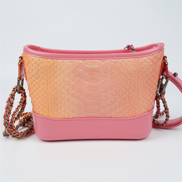 Túi Chanel Gab hồng ánh cam da trăn (27545107) sz19 (BQ) KG+