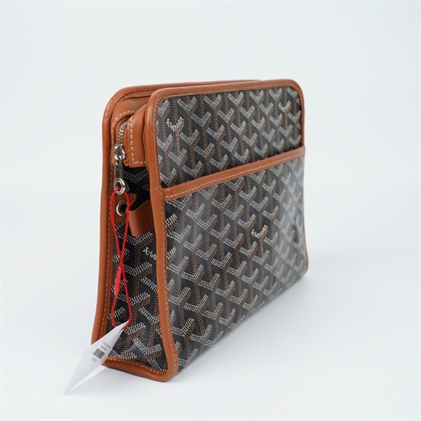 Túi Goyard Clutch đen viền nâu sz24 (BQ) KG+