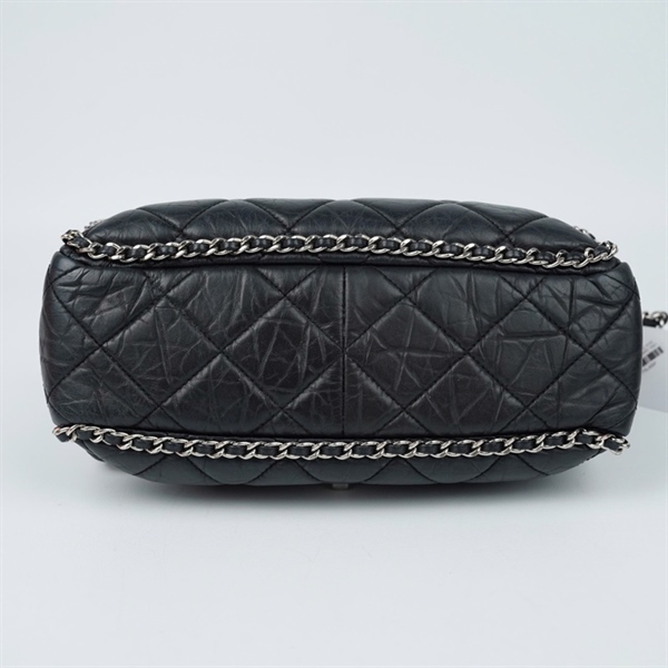 Túi Chanel đen viền xích (30010627) sz24 (BQ) KG+