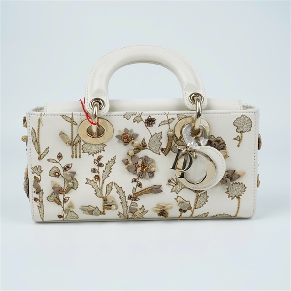 Túi Dior Joy trắng thêu hoa 2 strap (02-MA-1223) sz22 (BQ) KG+