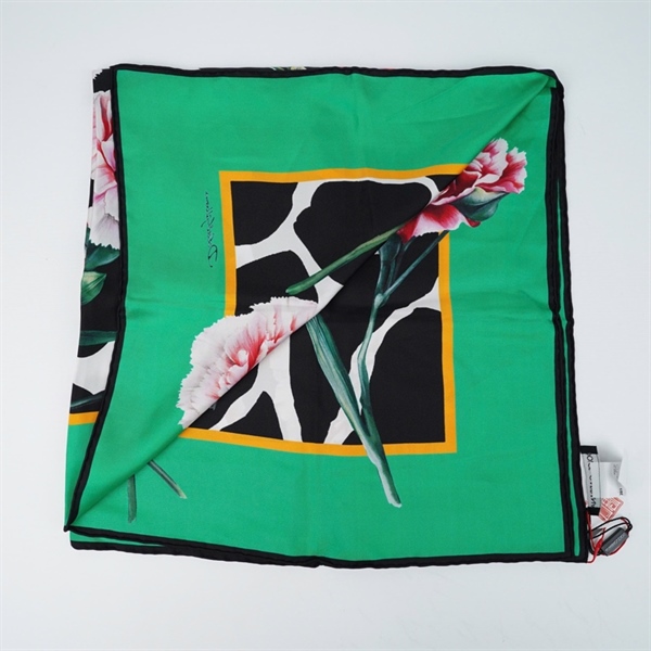 Khăn D&G đen viền xanh in hoa mẫu đơn sz86x88 (BQ) KG+