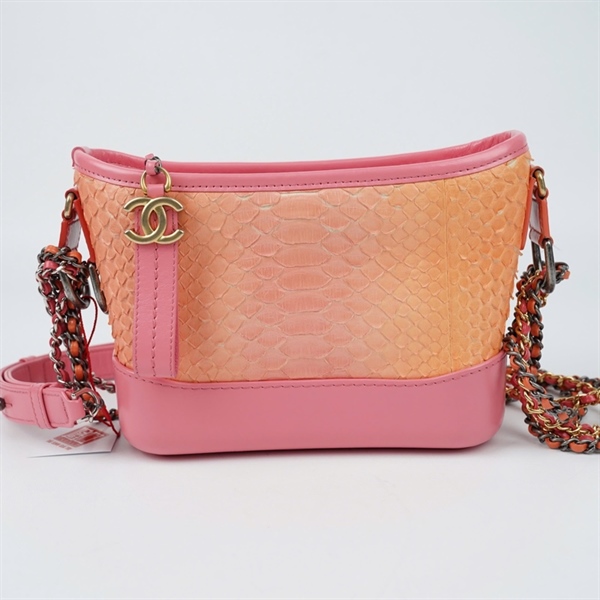 Túi Chanel Gab hồng ánh cam da trăn (27545107) sz19 (BQ) KG+