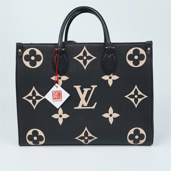 Túi LV Onthego đen hoa trắng có lót form sz35 (BQ) KG+