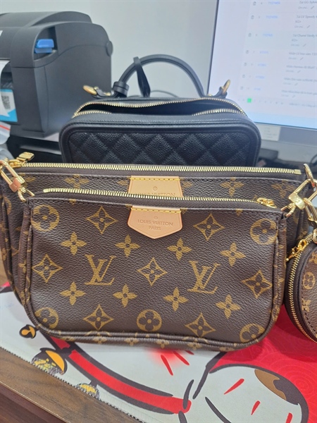 Túi LV Multi Pochette set 3 hoa nâu 2 strap sz23-18-9 (BQ) KG+
