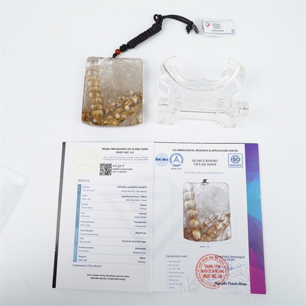 Mặt rồng thạch anh tóc nâu kèm đế 262858 KG+