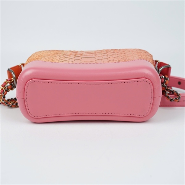 Túi Chanel Gab hồng ánh cam da trăn (27545107) sz19 (BQ) KG+