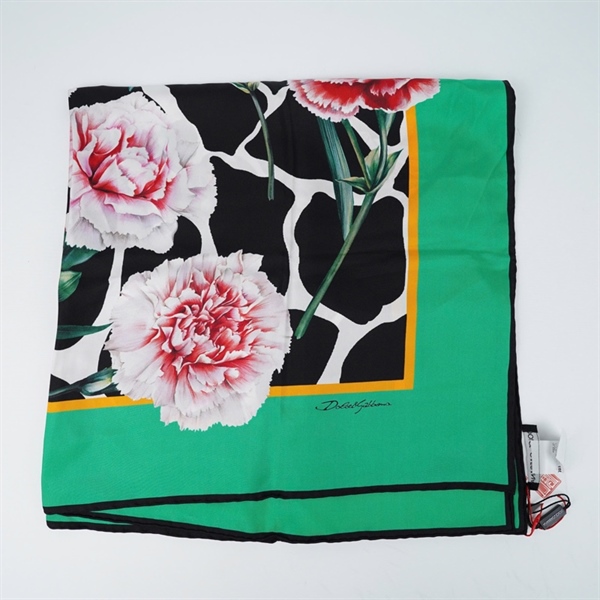 Khăn D&G đen viền xanh in hoa mẫu đơn sz86x88 (BQ) KG+