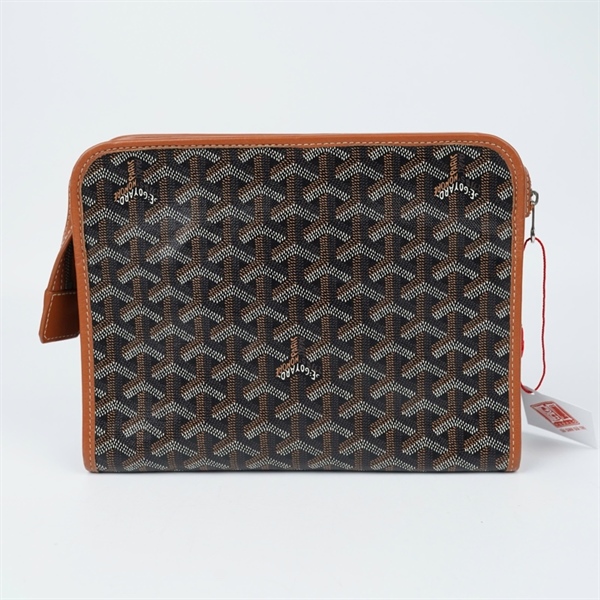 Túi Goyard Clutch đen viền nâu sz24 (BQ) KG+