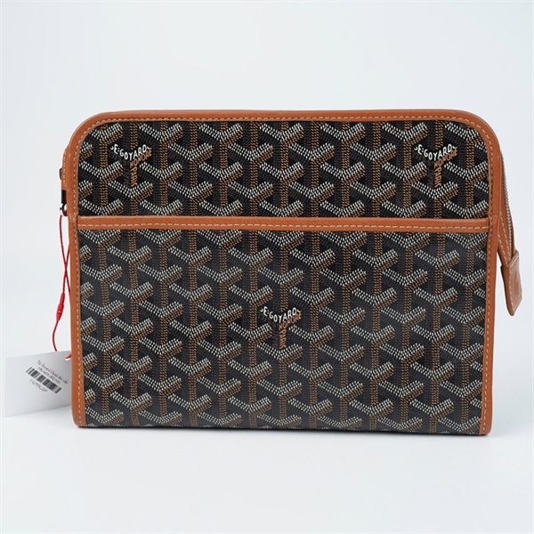 Túi Goyard Clutch đen viền nâu sz24 (BQ) KG+