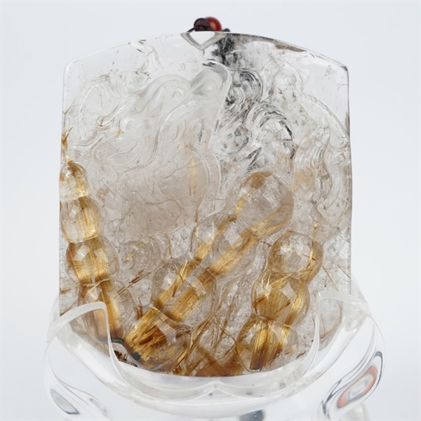 Mặt rồng thạch anh tóc nâu kèm đế 342645 KG+