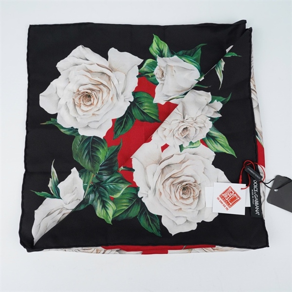 Khăn D&G đỏ viền đen in hoa hồng sz69x69 (BQ) KG+