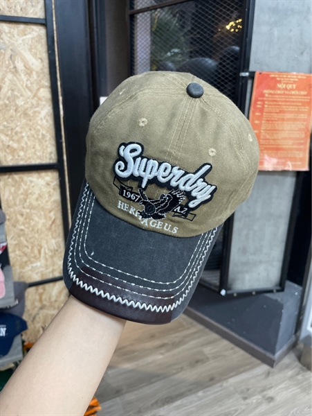 Nón kết - Supredry Denim Vitage Nâu mix đen