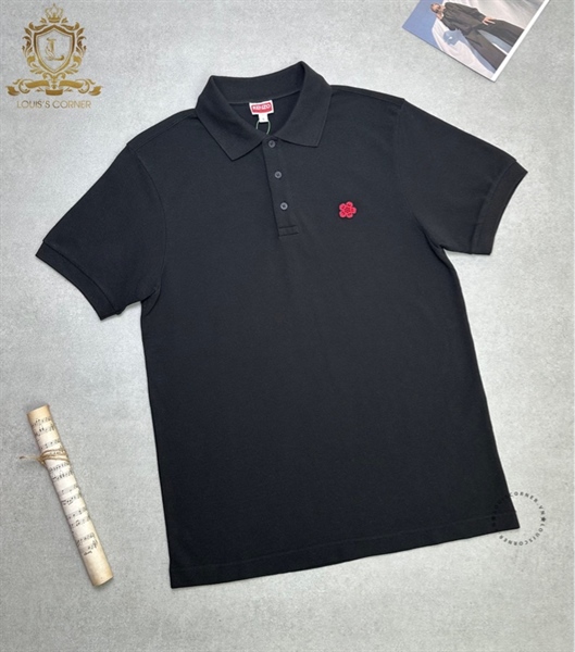Polo Kenzo đen tag hoa chữ lưng