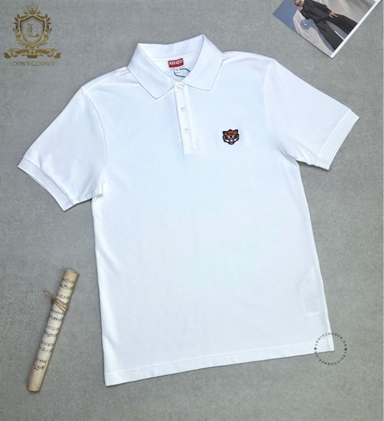 Polo Kenzo trắng tag hổ cam chữ lưng
