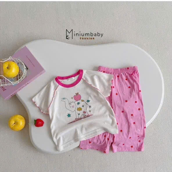 BG set voi táo quần dài-hồng(80-120)