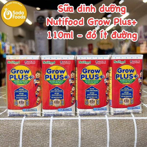 Sữa dinh dưỡng Nutifood Grow Plus+ 110ml - đỏ ít đường