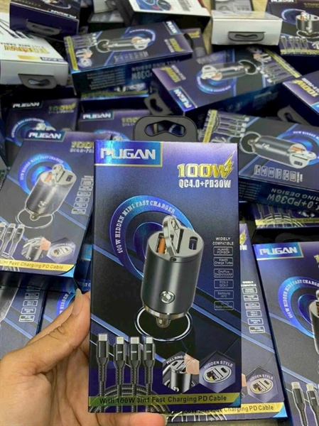 Tẩu sạc Pugan QC4.0+PD 100W kèm dây