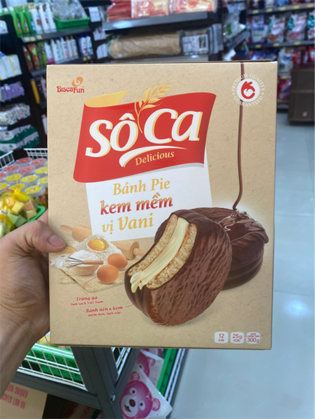 Bánh phủ socola kem mềm vị vani soca hộp 300g