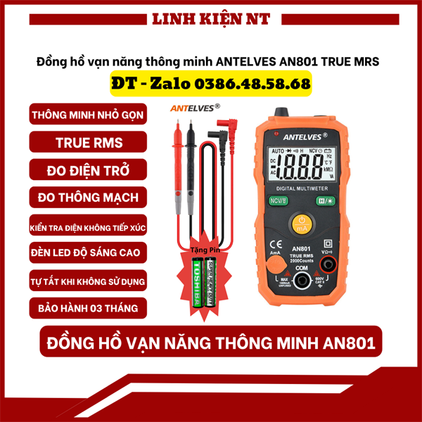 Đồng Hồ Đo Điện Vạn Năng, Đồng Hồ Đo Điện Tử, ANTELVES AN801 Đa Năng Tự Động