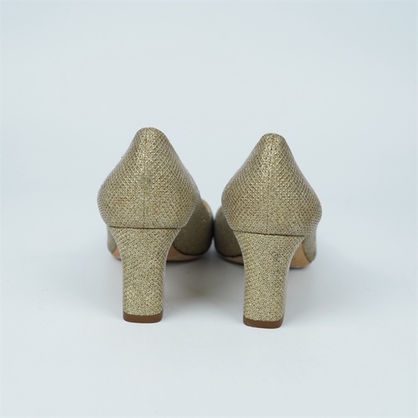 Giày Jimmy Choo vàng nhũ cao 6.5p sz36.5 (BQ) KG+