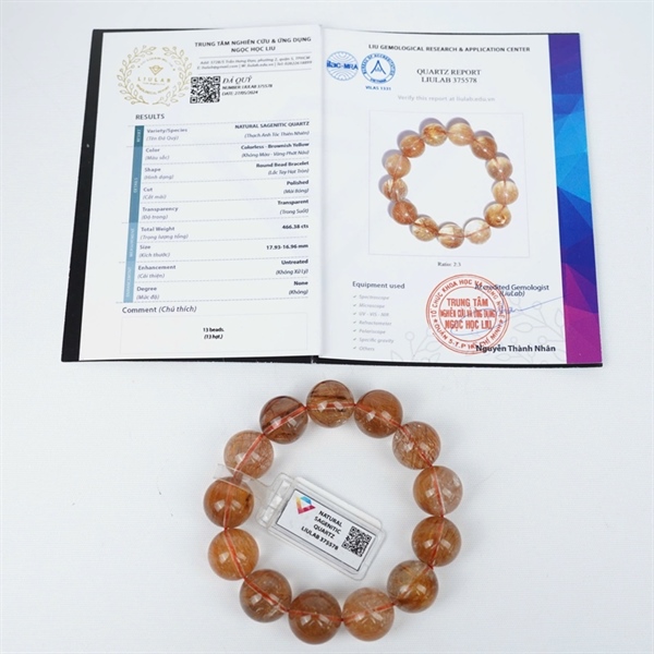 Vòng tay tóc nâu 13hạt 375578 kt 17.93-16.96ly KG+
