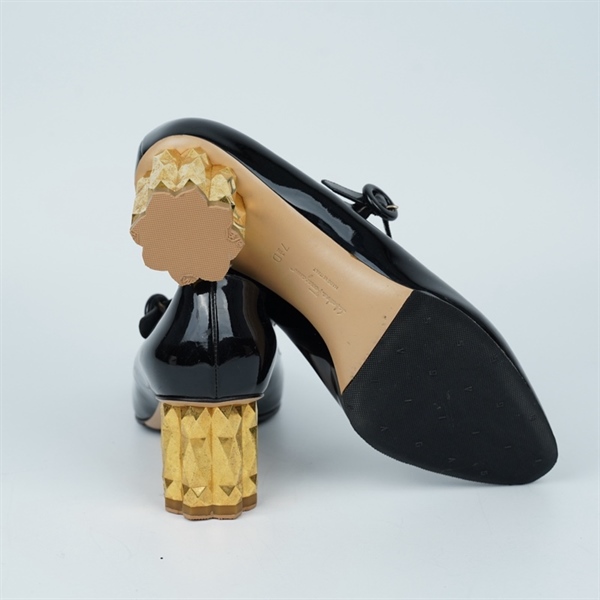 Giày Salvatore đen bóng cao 6p sz7.5 (UK) (BQ) KG+