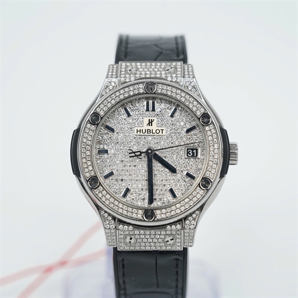 Đồng hồ Hublot dây đen đính kim- kim độ (1278423) sz40.5 (HN) KG+